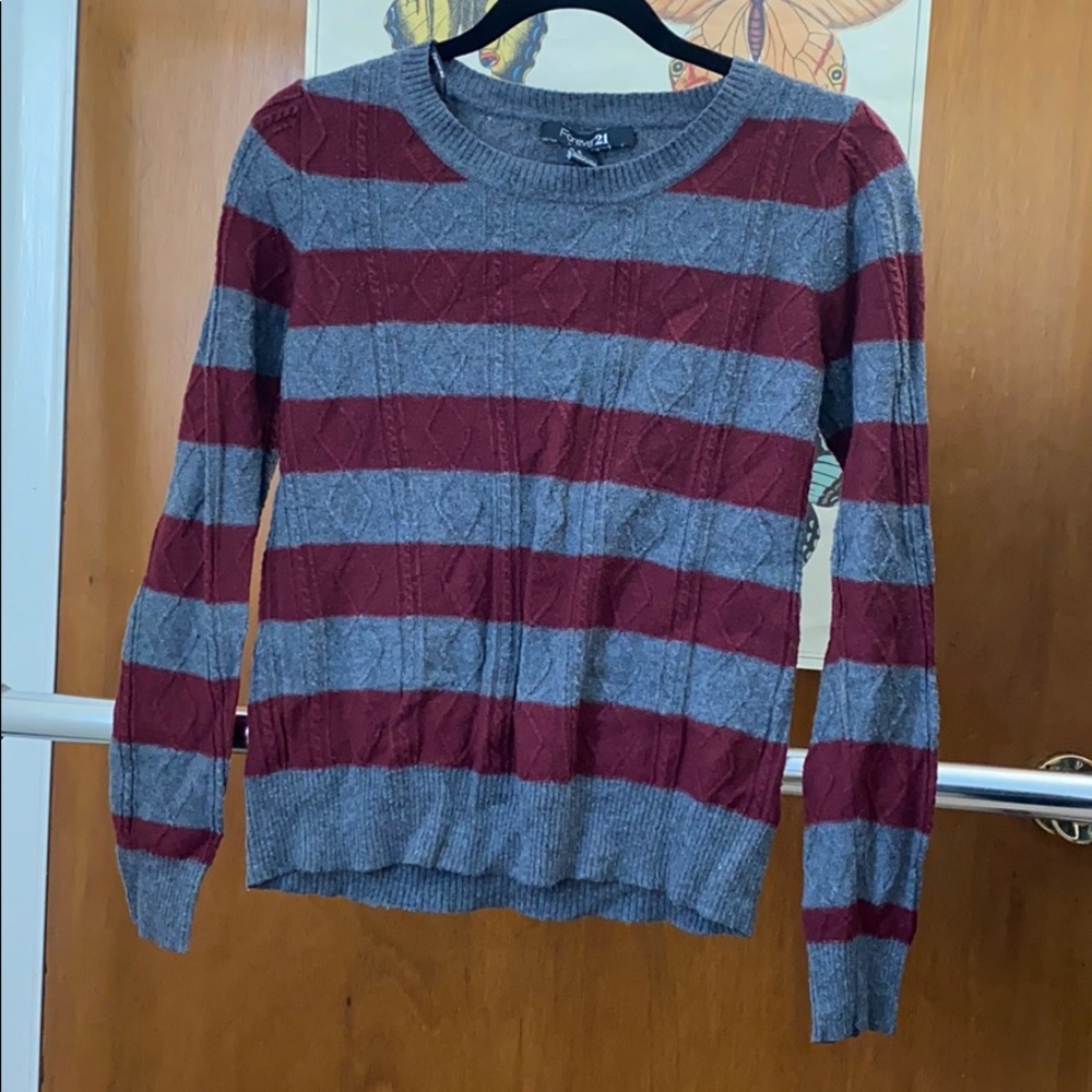 Stripped cable knit sweater